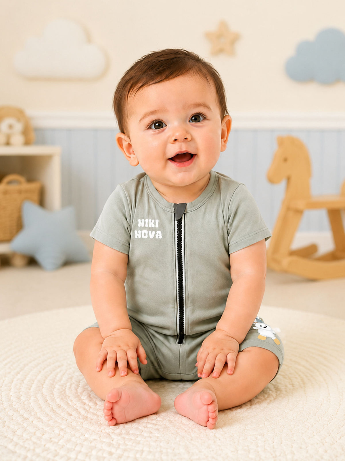 Niki Nova Short Dungaree Romper Set for Babies | Soft Cotton Printed Tee with Stylish Short Dungaree | Comfortable Everyday Kids Wear