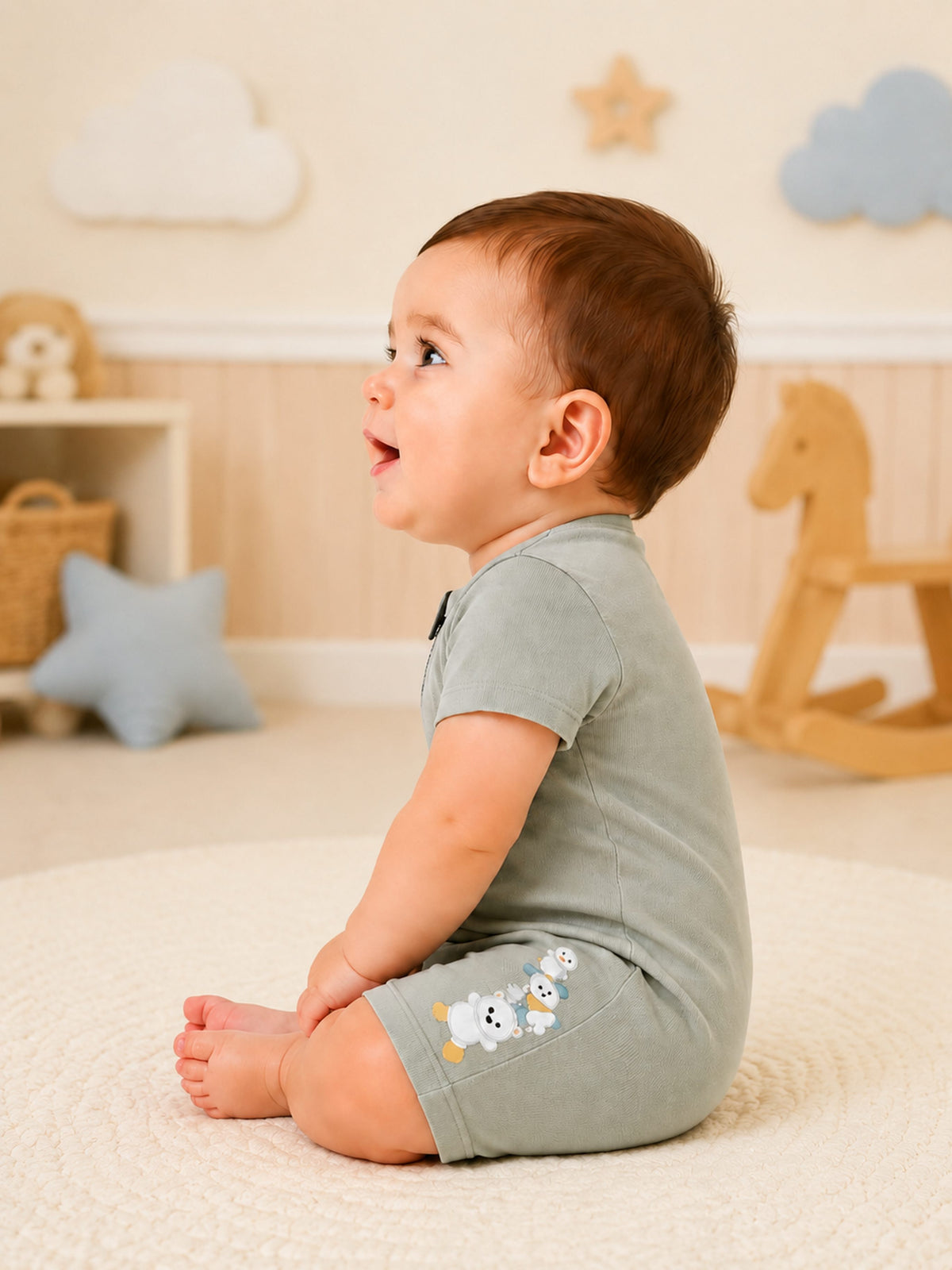 Niki Nova Short Dungaree Romper Set for Babies | Soft Cotton Printed Tee with Stylish Short Dungaree | Comfortable Everyday Kids Wear