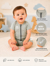 Niki Nova Short Dungaree Romper Set for Babies | Soft Cotton Printed Tee with Stylish Short Dungaree | Comfortable Everyday Kids Wear
