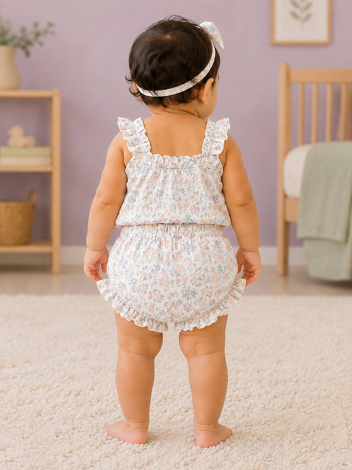 Niki Nova Baby Girls Floral Co-Ord Set Soft Cotton Sleeveless