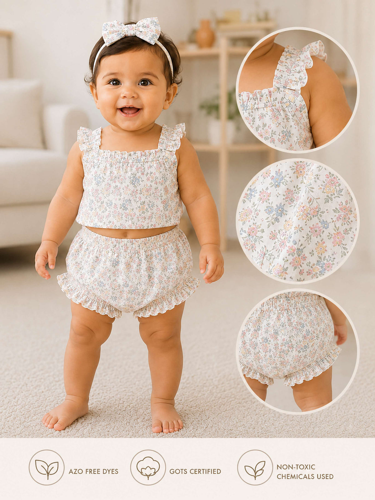 Niki Nova Baby Girls Floral Co-Ord Set Soft Cotton Sleeveless