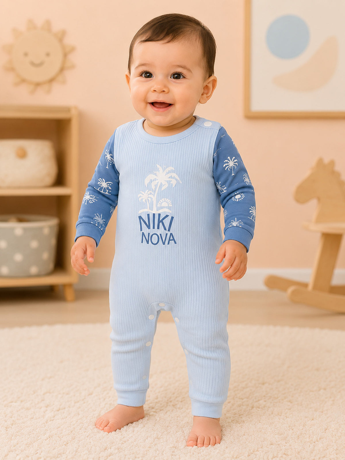 Niki Nova Ribbed Baby Romper Soft Cotton for Baby Boys & Girls