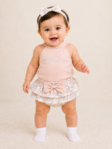 Niki Nova Baby Girls Ruffle Bloomer Set Soft Cotton with Bow