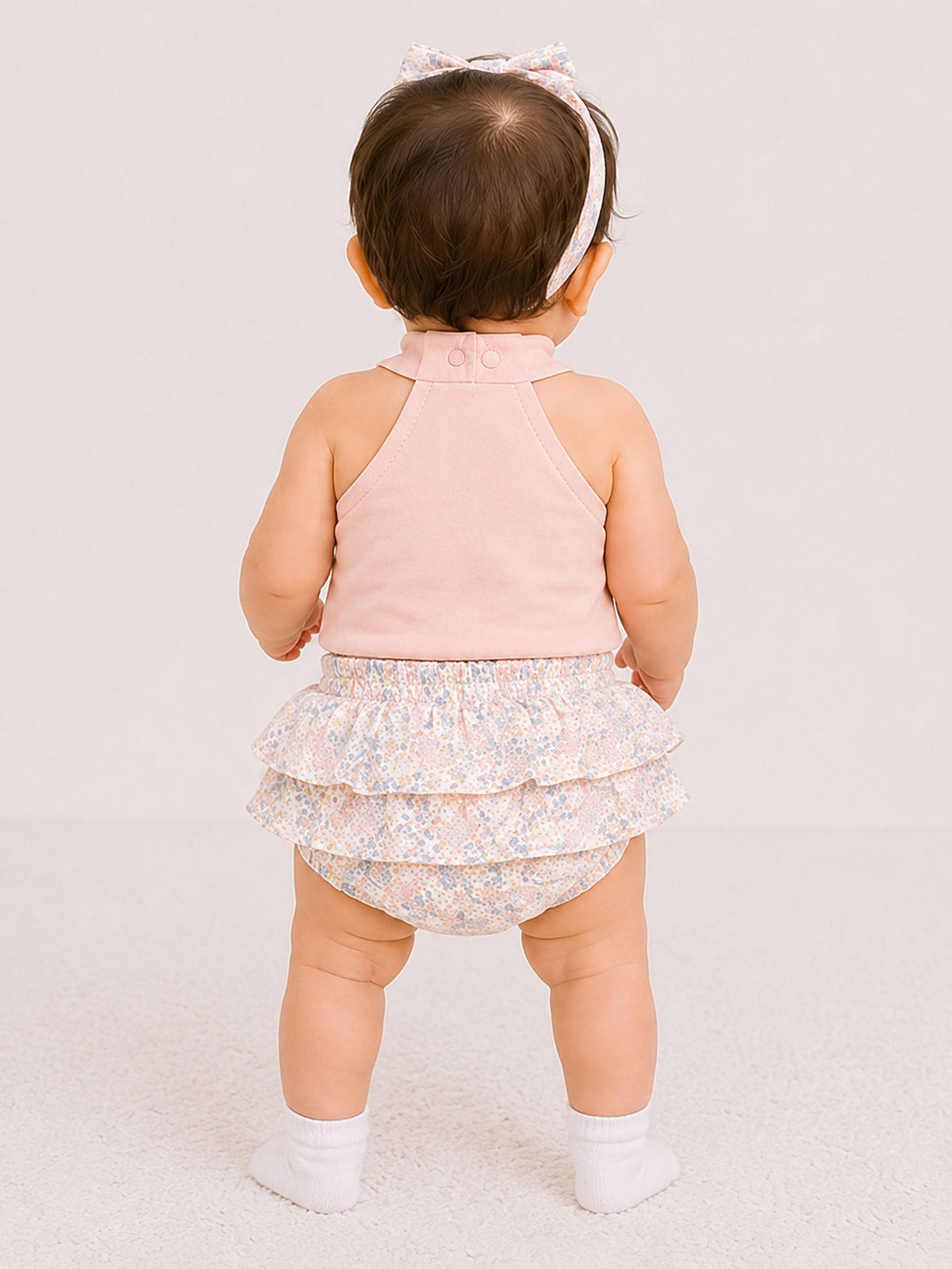 Niki Nova Baby Girls Ruffle Bloomer Set Soft Cotton with Bow