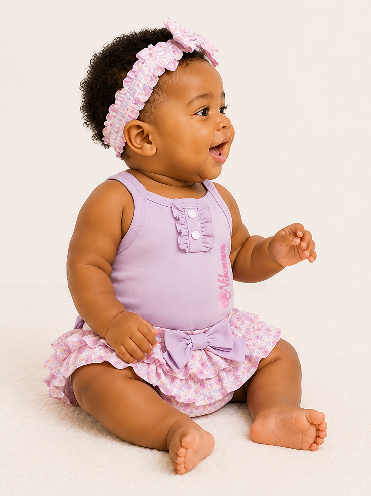 Niki Nova Baby Girls Tiered Skirt Onesie Soft Cotton Sleeveless
