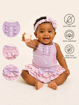 Niki Nova Baby Girls Tiered Skirt Onesie Soft Cotton Sleeveless