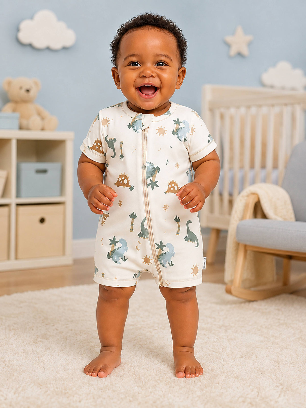 Niki Nova Baby Short Zip Romper Soft Cotton for Baby Boys & Girls