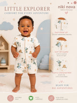 Niki Nova Baby Short Zip Romper Soft Cotton for Baby Boys & Girls