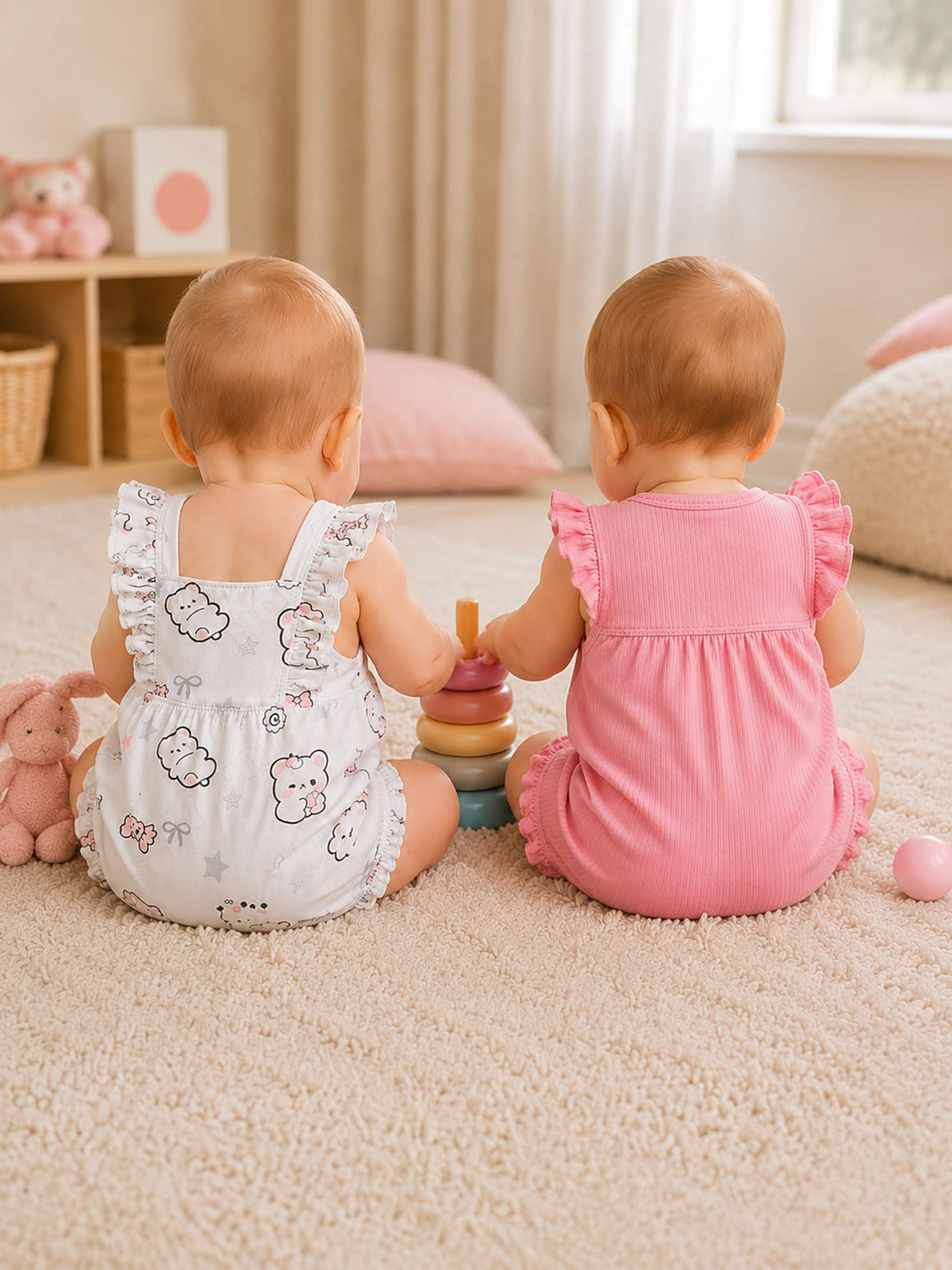 Niki Nova Baby Girls Ruffle Bubble Romper Set