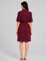 Zarelle Women's Cotton Shirt Dress with Tie Belt