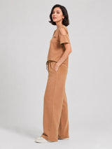 Zarelle Women's Cotton Top and Wide-Leg Trouser Co-Ord Set