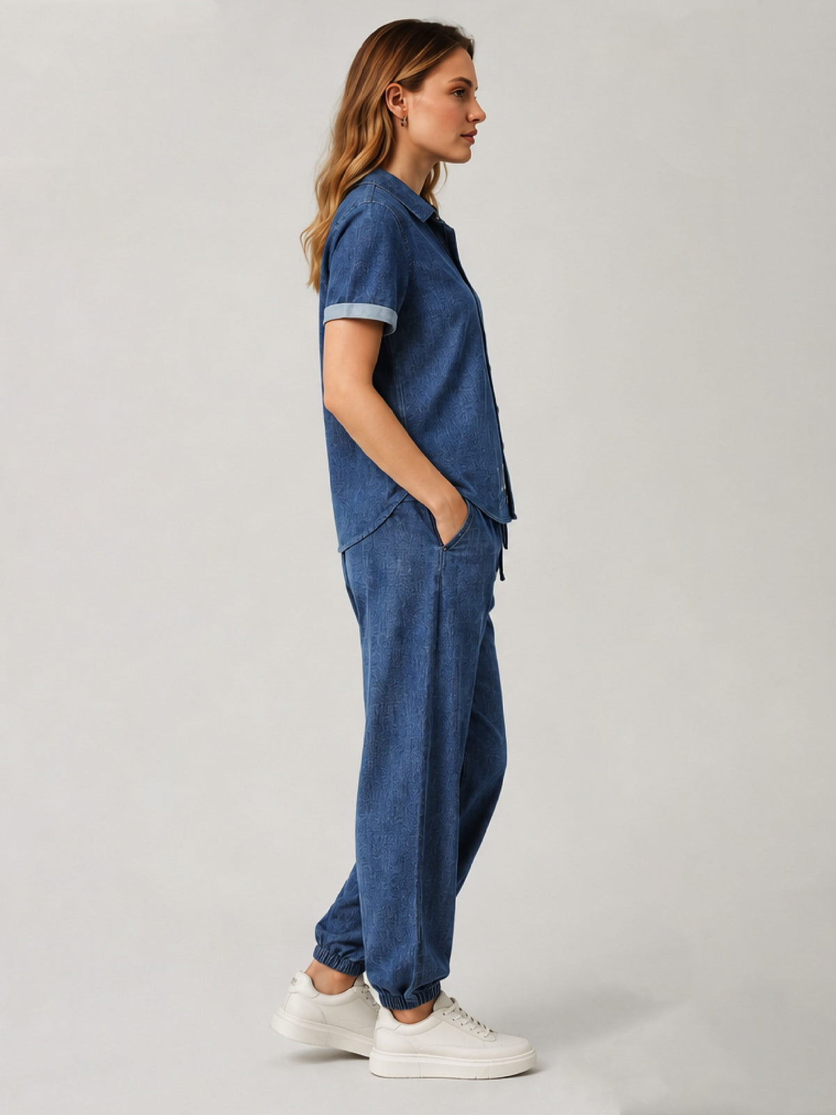 Zarelle Womenâ€™s Cotton Shirt and Jogger Co-Ord Set