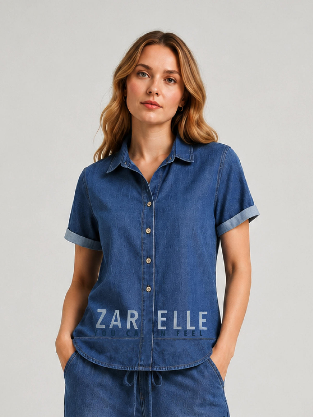Zarelle Womenâ€™s Cotton Shirt and Jogger Co-Ord Set