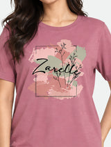 Zarelle Women's Cotton Regular Fit Graphic Printed T-Shirt