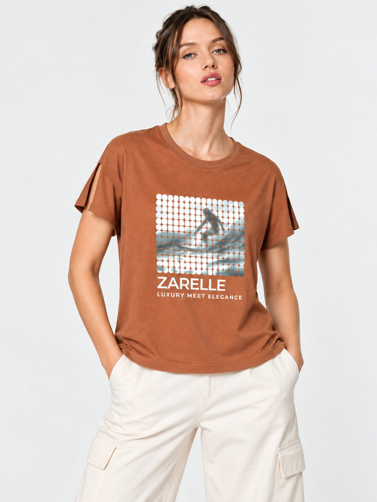 Zarelle Women's Cotton Relaxed Fit Graphic Printed T-Shirt