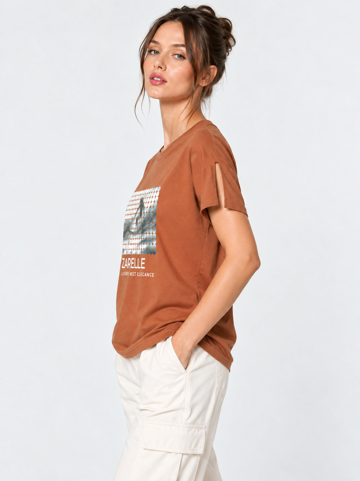 Zarelle Women's Cotton Relaxed Fit Graphic Printed T-Shirt