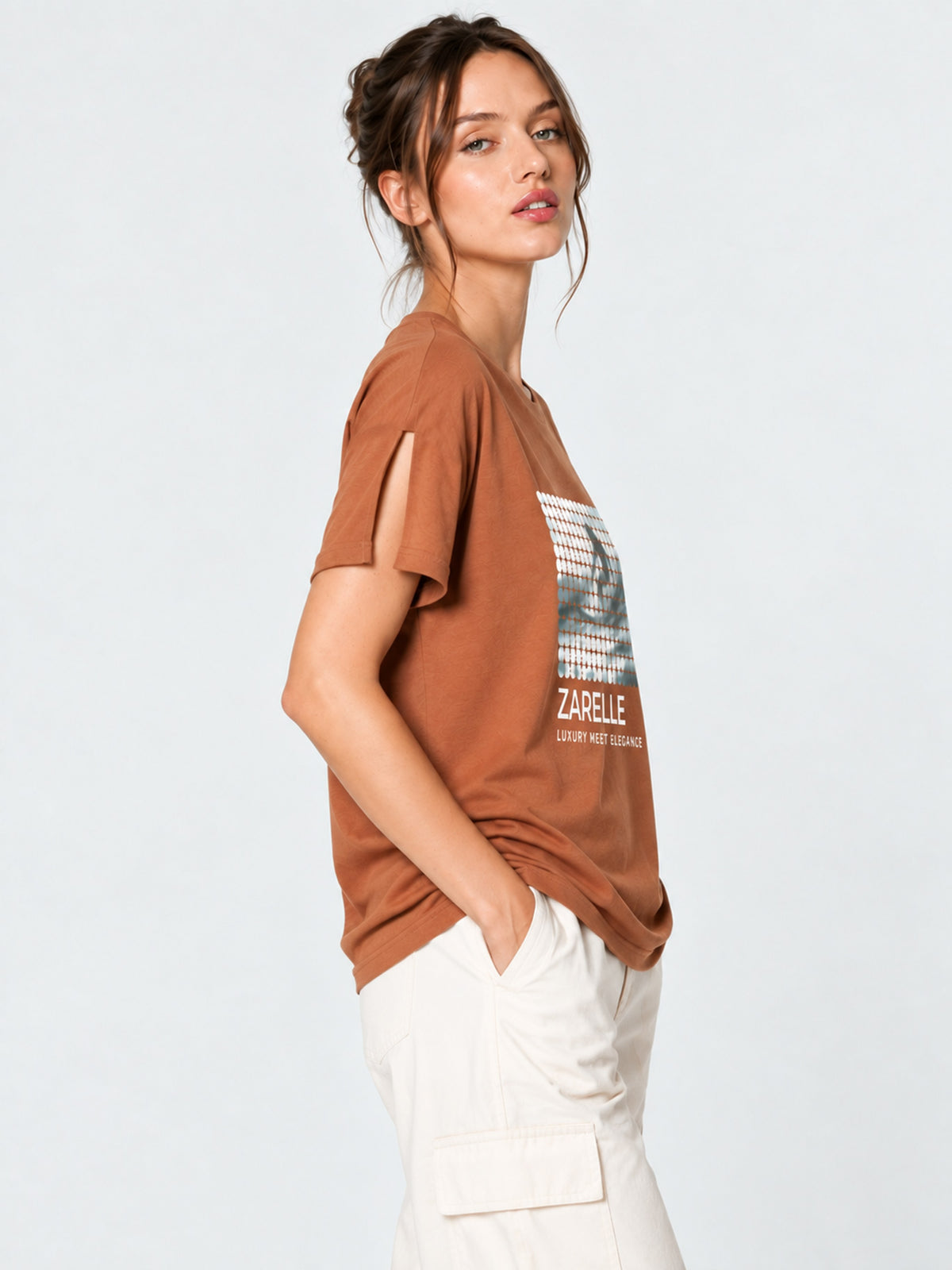 Zarelle Women's Cotton Relaxed Fit Graphic Printed T-Shirt