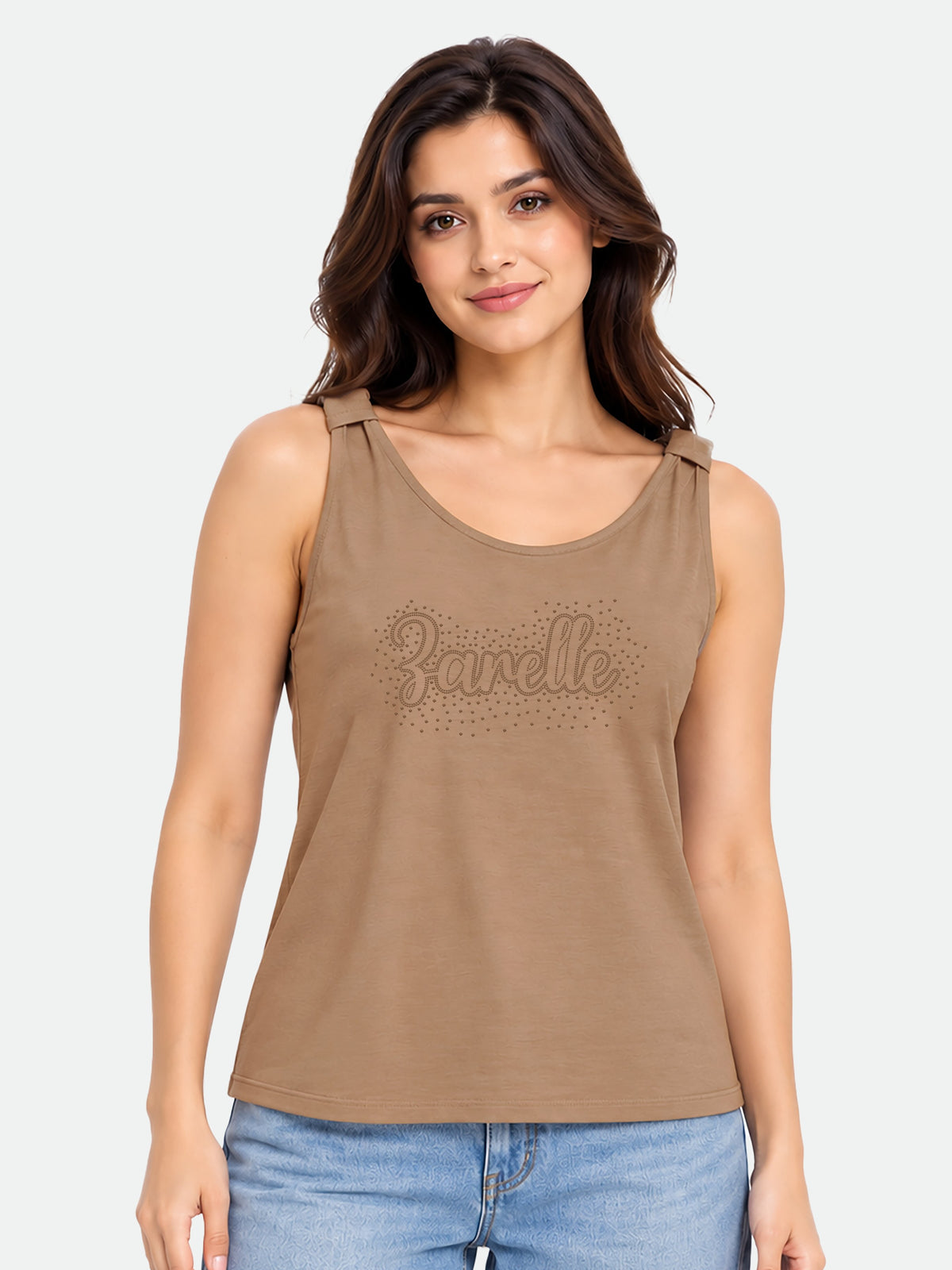 Zarelle Women's Cotton Regular Fit Sleeveless Top