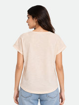 Zarelle Women's Cotton Relaxed Fit V-Neck Graphic T-Shirt