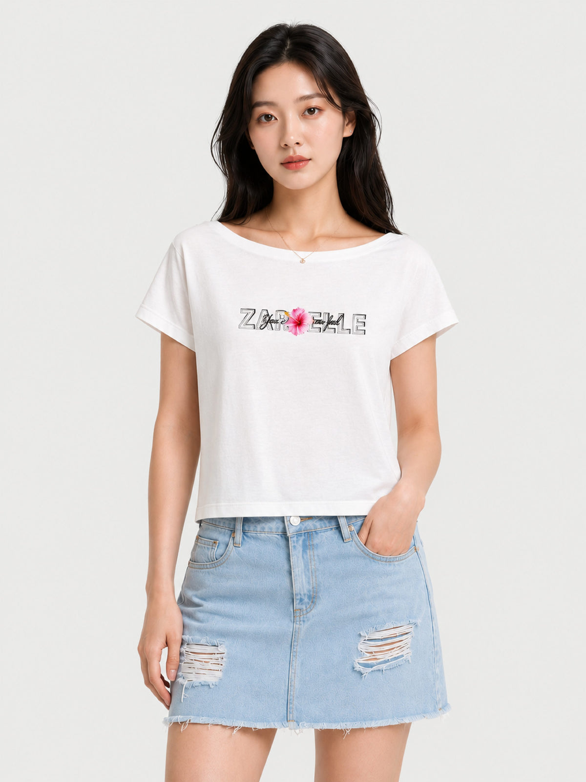 Zarelle Women's Soft Cotton Relaxed Fit Crop Top