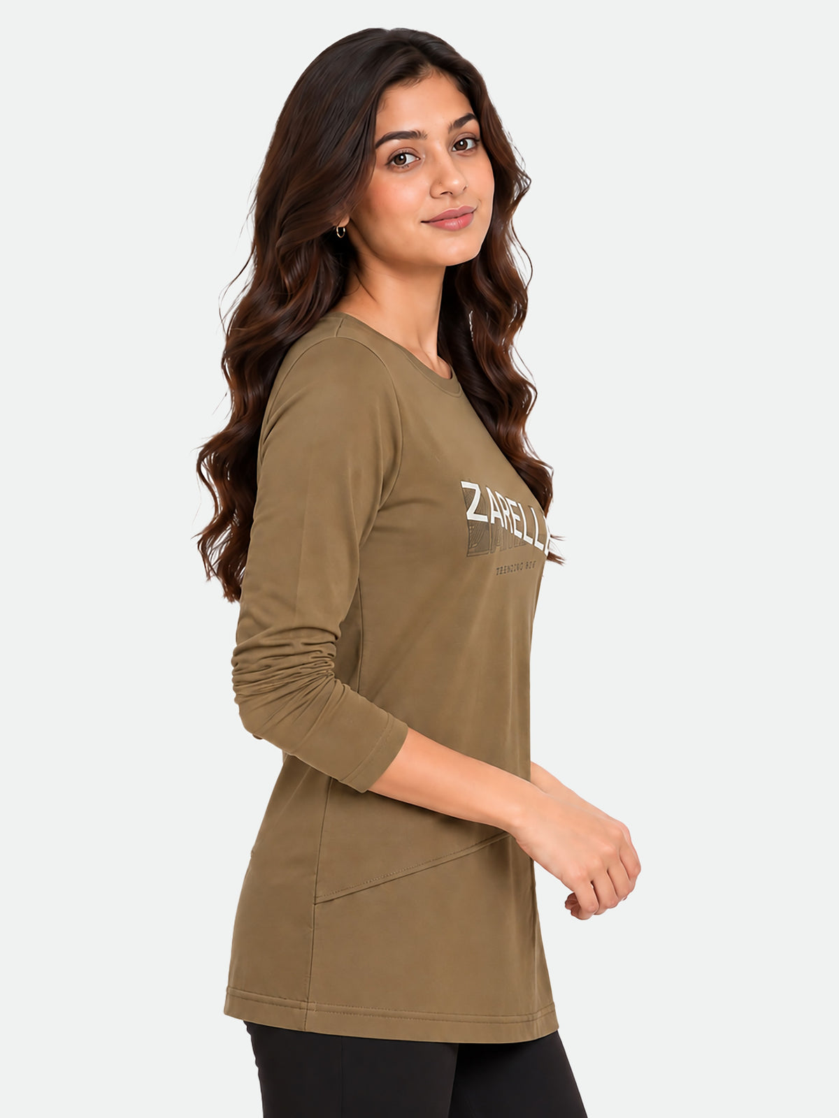 Zarelle Women's Cotton Regular Fit Long Sleeve Top