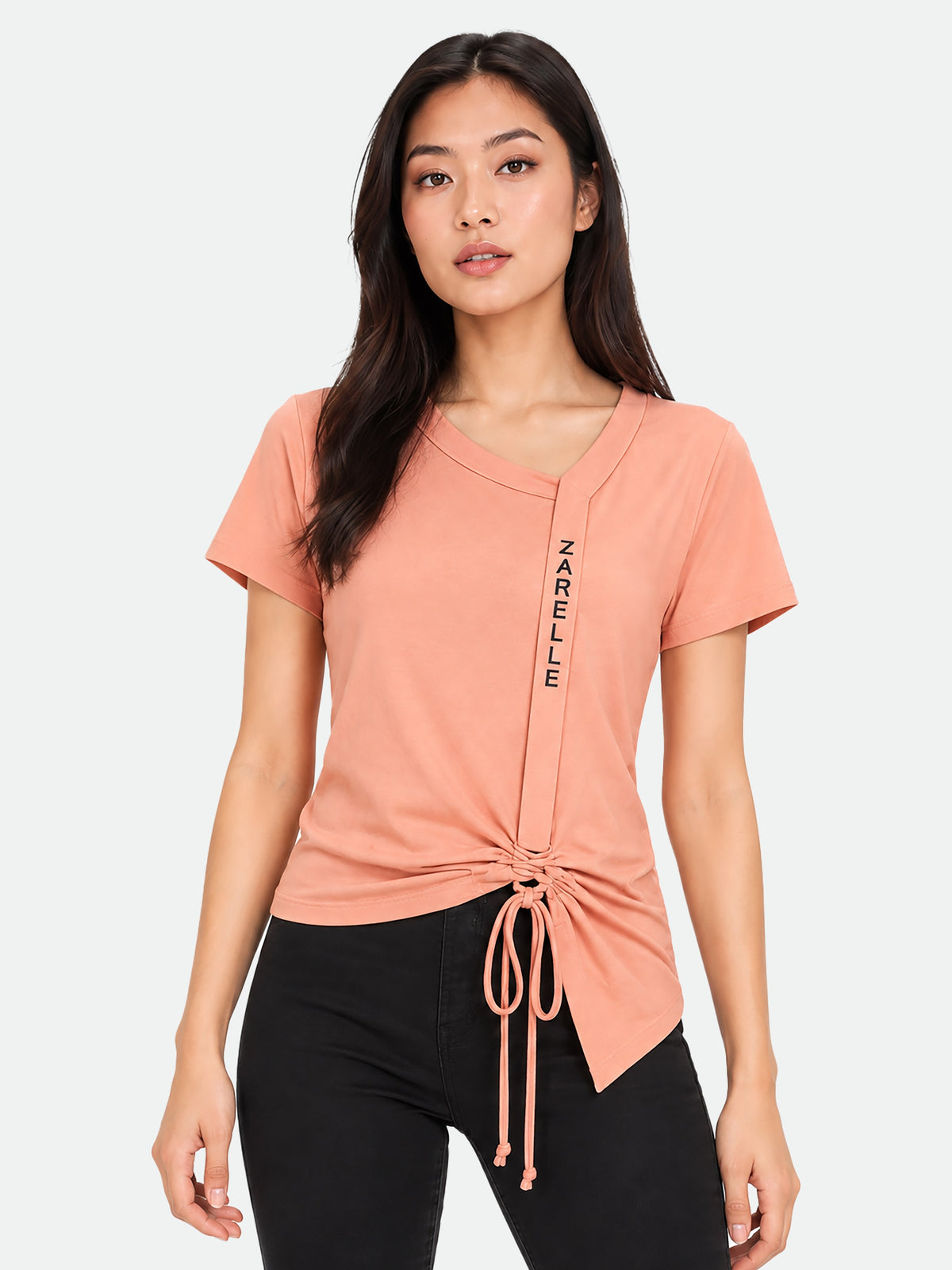 Zarelle Women's Cotton Regular Fit Ruched Top