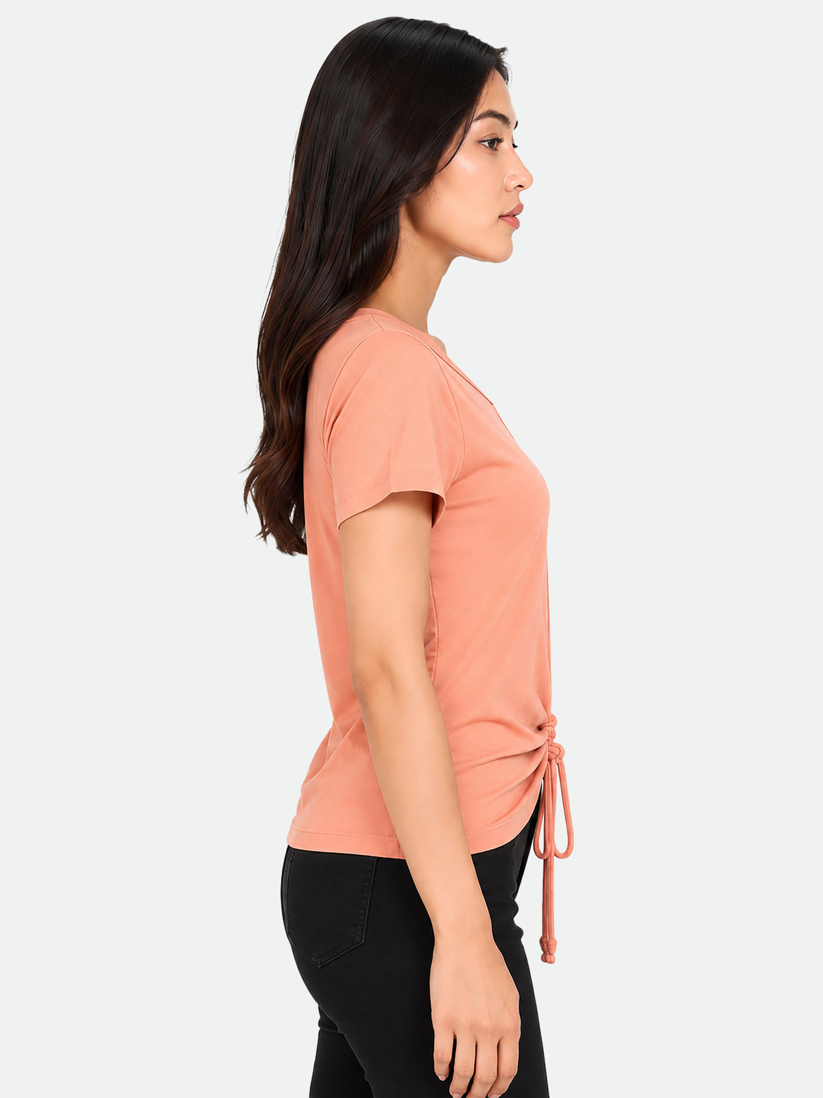 Zarelle Women's Cotton Regular Fit Ruched Top