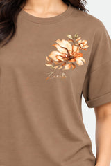 Zarelle Women's Cotton Relaxed Fit Floral Printed T-Shirt