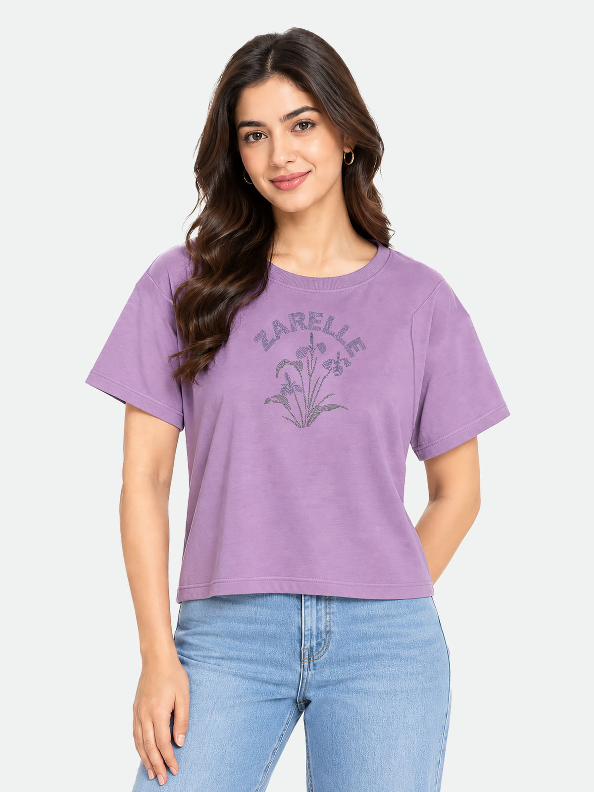Zarelle Women's Cotton Relaxed Fit Graphic T Shirt