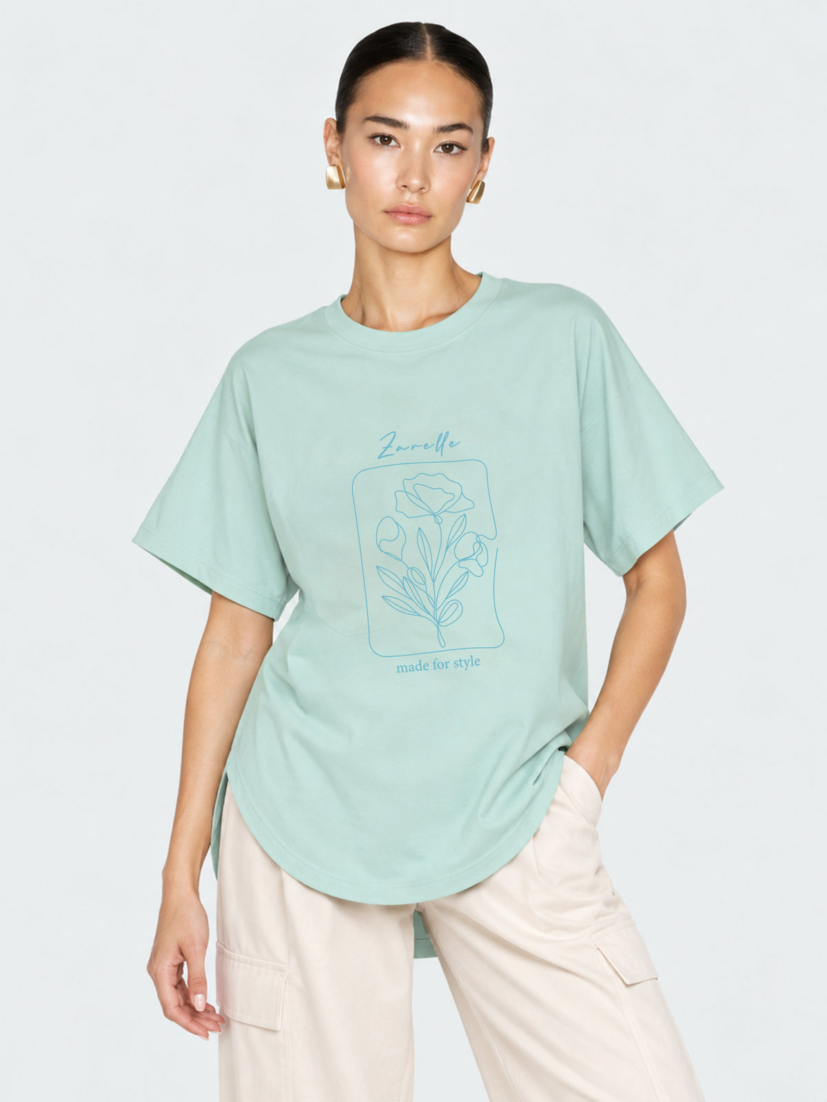 Zarelle Women's Cotton Relaxed Fit High Low T-Shirt