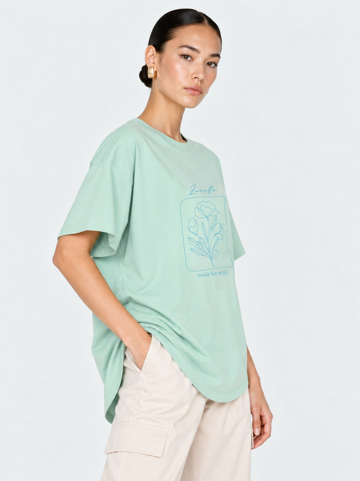 Zarelle Women's Cotton Relaxed Fit High Low T-Shirt