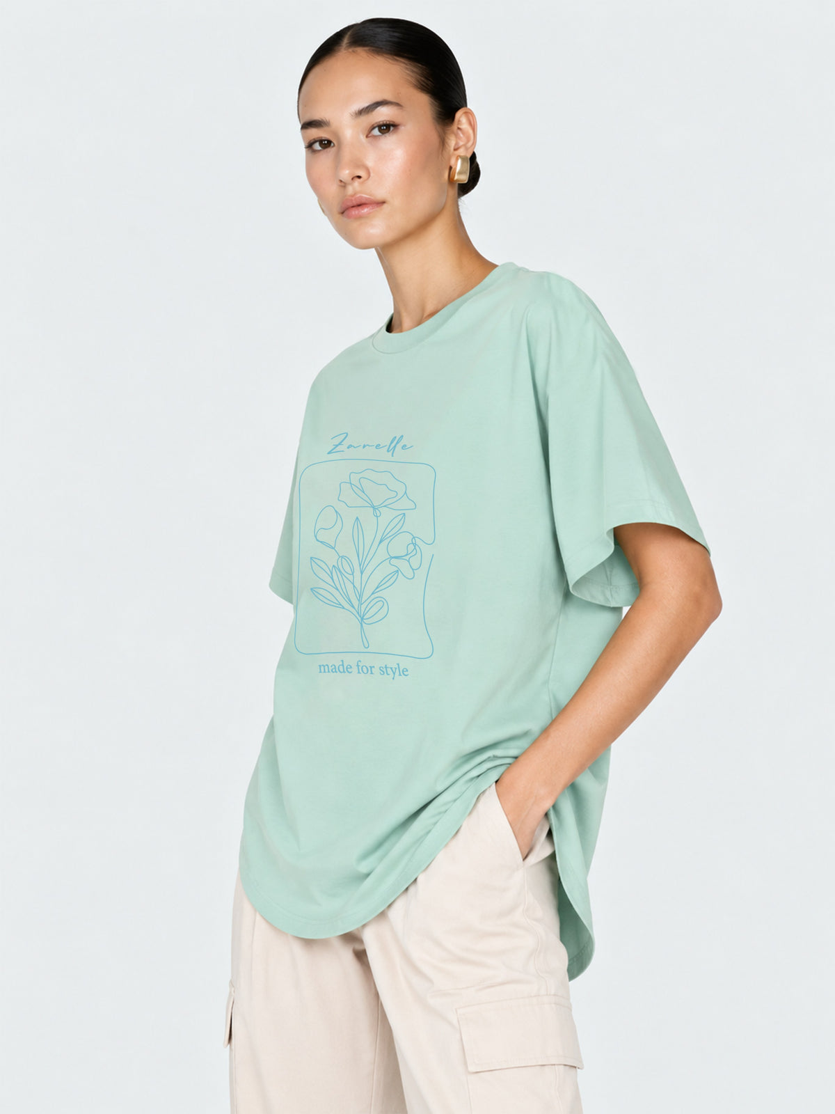 Zarelle Women's Cotton Relaxed Fit High Low T-Shirt