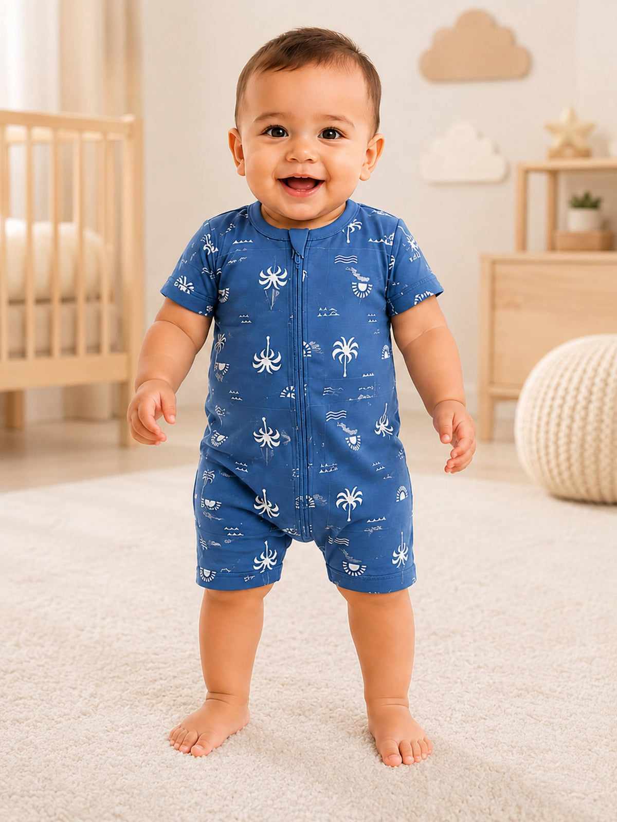 Niki Nova Baby Short Zip Romper Soft Cotton for Baby Boys & Girls