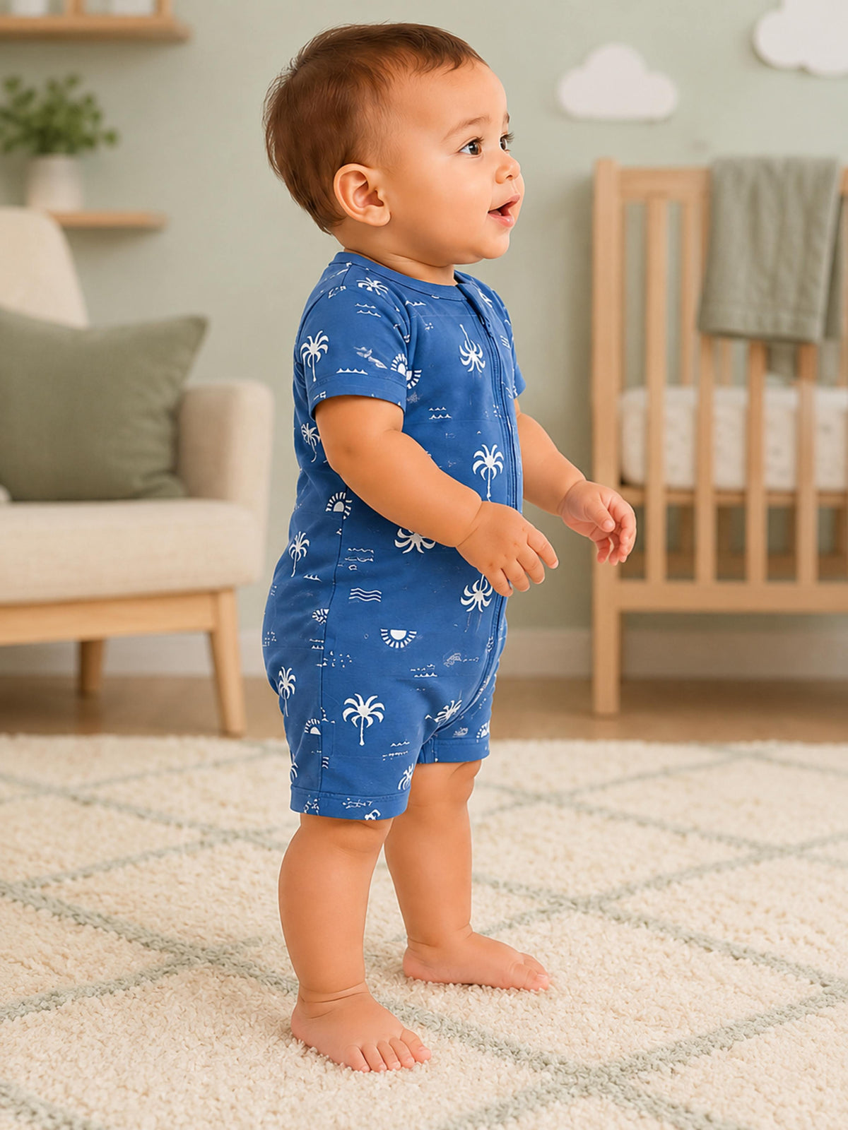 Niki Nova Baby Short Zip Romper Soft Cotton for Baby Boys & Girls
